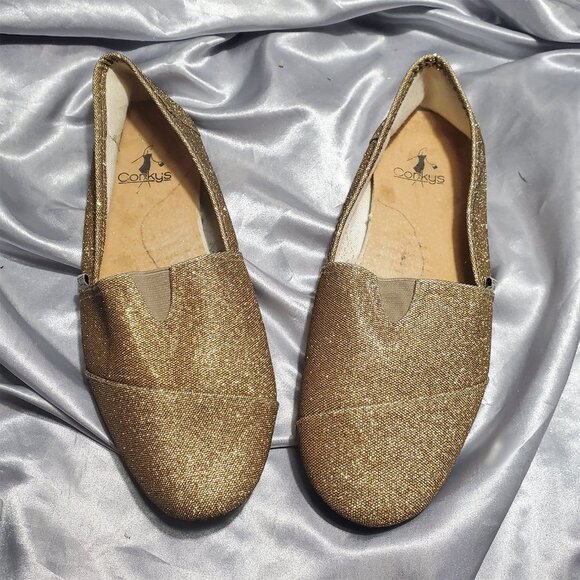 CORKYS metallic gold flats SUES SZ 10 - Picture 3 of 4